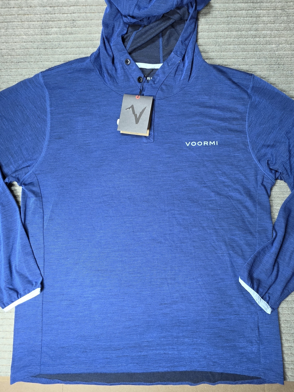 Voormi Men's River Run Hoodie Glacier Blue Size L Wool Blend NWT Hiking